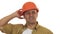 Mature male constructionist in hardhat looking upset and disappointed