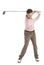 Mature Male Golfer Swinging Golf Club