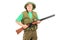 A mature male hunter holding a rifle