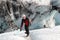 Mature Man Hiking on Solheimajokull Glacier, Iceland