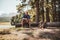 Mature man sitting on a log staring out to the lake