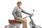 Mature man sitting on a vintage scooter