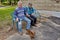 Mature men with dachshunds, Vitebsk, Belarus.