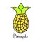 Mature pineapple yellow . Vector illustration. On white background