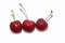 Mature ripe red cherries isolated