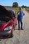Mature Senior Woman Car Trouble, Road Breakdown