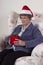 Mature Senior Woman Mad Angry Christmas Present