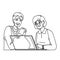 mature seniors using laptop vector