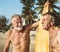 Mature surfers at the beach