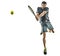 Mature tennis player man backhand silhouette full length isolated white background