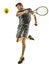 Mature tennis player man forehand silhouette isolated white background