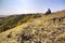 Mature tourists you are on a walk along the Nurali ridge in the Ural mountains. Uchalinsky district.