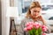 Mature wife feeling sensitive to flowers while having allergy