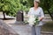 Mature woman on cemetery