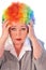 Mature woman in clown wig