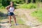 Mature woman in a hiking trail