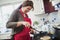 Mature Woman Making Chapati at Home