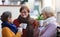 Mature women drinking tea