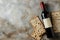 Matzah and red kosher wine on stone background. Passover celebration concept. Jewish Pesach holiday