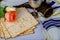 Matzo for Jewish Holiday Passover, an of Jewish cuisine of Passover festival. kosher food