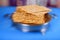 Matzo for Passover with metal tray on table