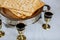 Matzo for Passover with Seder on plate on table close up