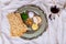 Matzo for Passover with Seder on plate on table close up