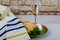 Matzo for Passover with Seder on plate on table close up