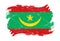 Mauritania flag on distressed grunge white stroke brush background