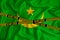 Mauritania flag, the Don`t Cross the Line mark and the location tape. Crime concept, police investigation, quarantine. 3d