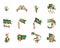 Mauritania flag and hand on white background. Vector illustration