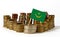 Mauritania flag with stack of money coins