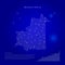 Mauritania illuminated map with glowing dots. Dark blue space background. Vector illustration