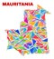 Mauritania Map - Mosaic of Color Triangles