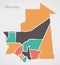 Mauritania Map with states and modern round shapes