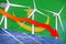 Mauritania solar and wind energy lowering chart, arrow down - modern natural energy industrial illustration. 3D Illustration