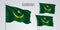 Mauritania waving flag set of vector illustration