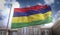 Mauritius Flag 3D Rendering on Blue Sky Building Background
