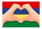 Mauritius flag and hand heart shape