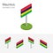 Mauritius flag, vector set 3D isometric flat icons