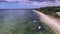 Mauritius island and Albion Beach. Yachts and People in Background. Sandy Beach and Clear Water