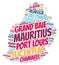 Mauritius top travel destinations word cloud