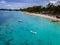 Mauritius vacation, couple man and woman in kayak in a bleu ocean in Mauritus