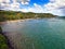 Mauritius. View of mountains and Indian Ocean in a sunny day