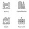Mausoleum Architecture Line Icons Pack