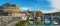 The Mausoleum of Hadrian Castel Sant`Angelo and Tiber river scenic day view in Rome, capital of Italy