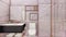 Mauve rose gold bathroom interior design 3d render