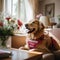 Max, the Golden Retriever Therapy Dog, Brings Joy to Elderly Woman in Serene Sunlit Living Room