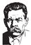 Maxim Gorki portrait in cartoon style. Vector