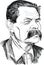 Maxim Gorky portrait in cartoon style. Vector